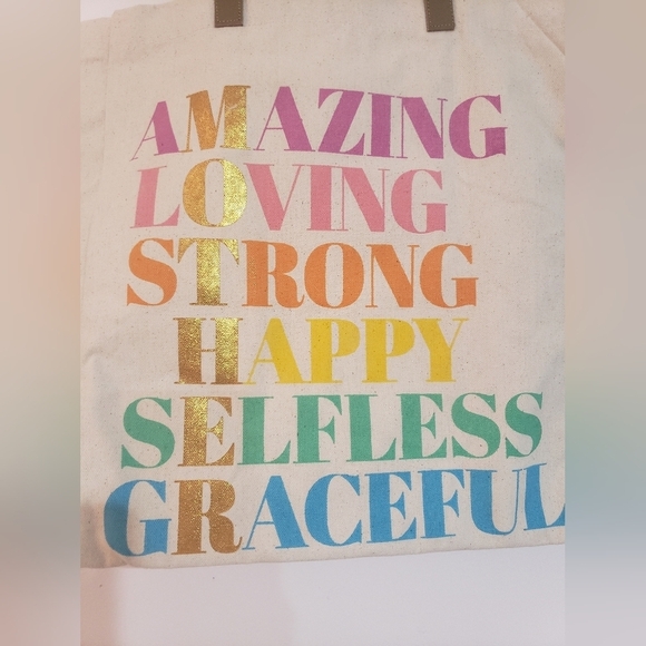 1519- Inspirational Words Tote Bag Canvas NWT - Picture 4 of 6